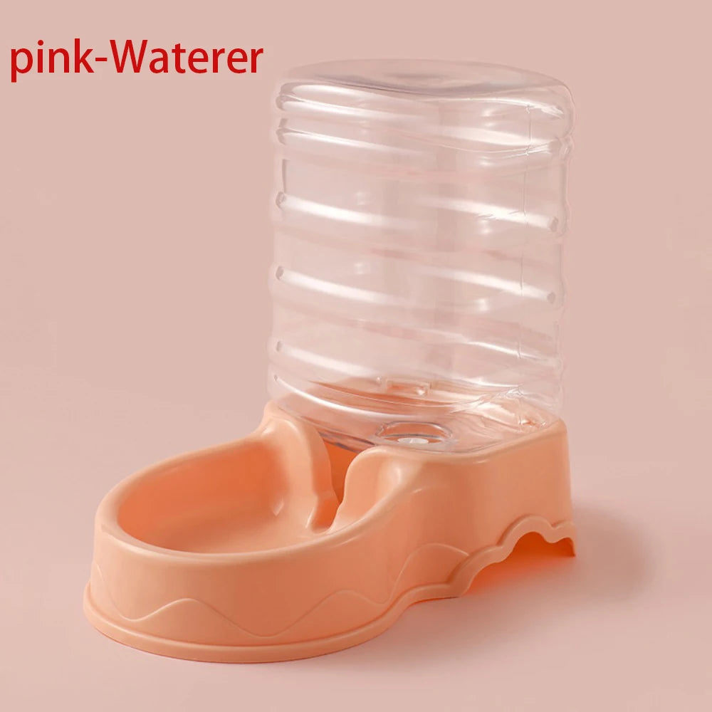 Gravity Pet Feeder and Water Dispenser for Cats and Small Dogs – Transparent PP Hopper, Pink, Blue, Gray