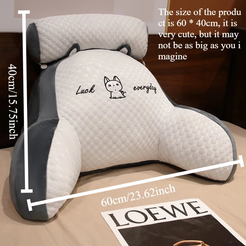 Adjustable Reading Pillow Back Support Cushion – Quilted Ergonomic U-Shape Pillow for Bed, Sofa & Floor, 24 x 16 in (60 x 40 cm), Gray