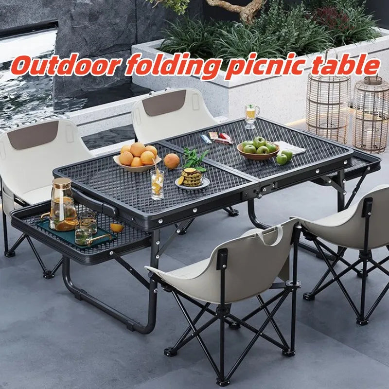 Folding Mesh Patio Table – Portable Aluminum Alloy Lightweight Extension Table for Camping & BBQ