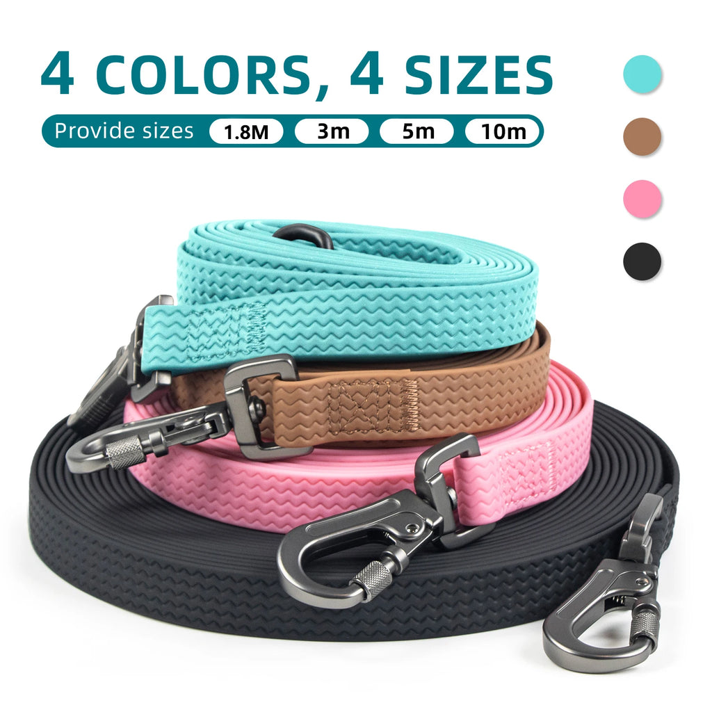 Waterproof PVC Dog Leash — Non-Slip, Easy-Clean Training Leash for Medium & Large Dogs — 1.8 m (6 ft), 3 m (9.8 ft), 5 m (16.4 ft), 10 m (32.8 ft)