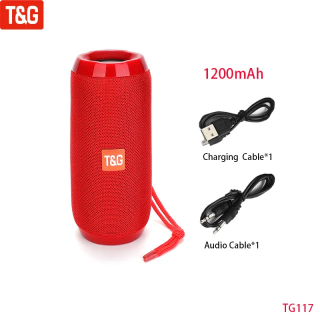 Portable Wireless Bluetooth Speaker 10W — TWS, FM Radio, IPX5 Waterproof, 1200mAh Handsfree