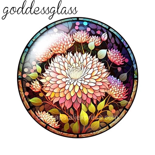 10-Pack Round Glass Photo Cabochons (12/18/20/25mm) Floral Flat Back for Jewelry Making