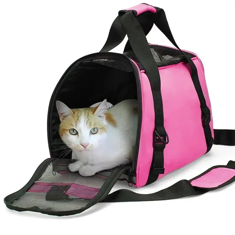 Foldable Breathable Mesh Pet Carrier – Portable Shoulder Bag & Backpack for Cats & Dogs (S/M/L)