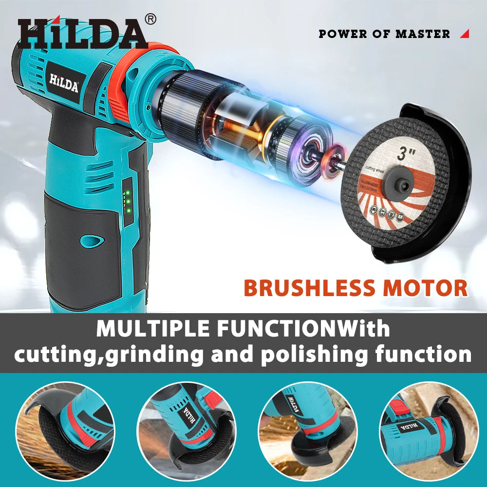 12V Mini Cordless Angle Grinder 76mm (3-inch) — Rechargeable Cutting, Grinding & Polishing Tool for DIY