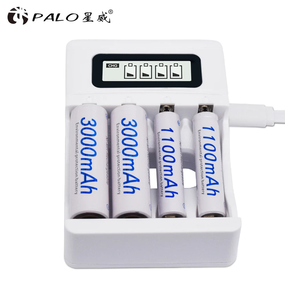 Ni‑MH Rechargeable Batteries AA 1.2V 3000mAh + AAA 1.2V 1100mAh with Battery Case