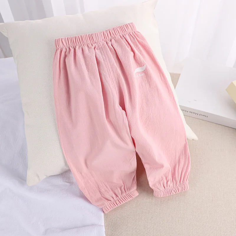 Kids Anti-Mosquito Cotton Bloomers - Lightweight Summer Air-Conditioning Pants for Boys & Girls, Ages 1-5