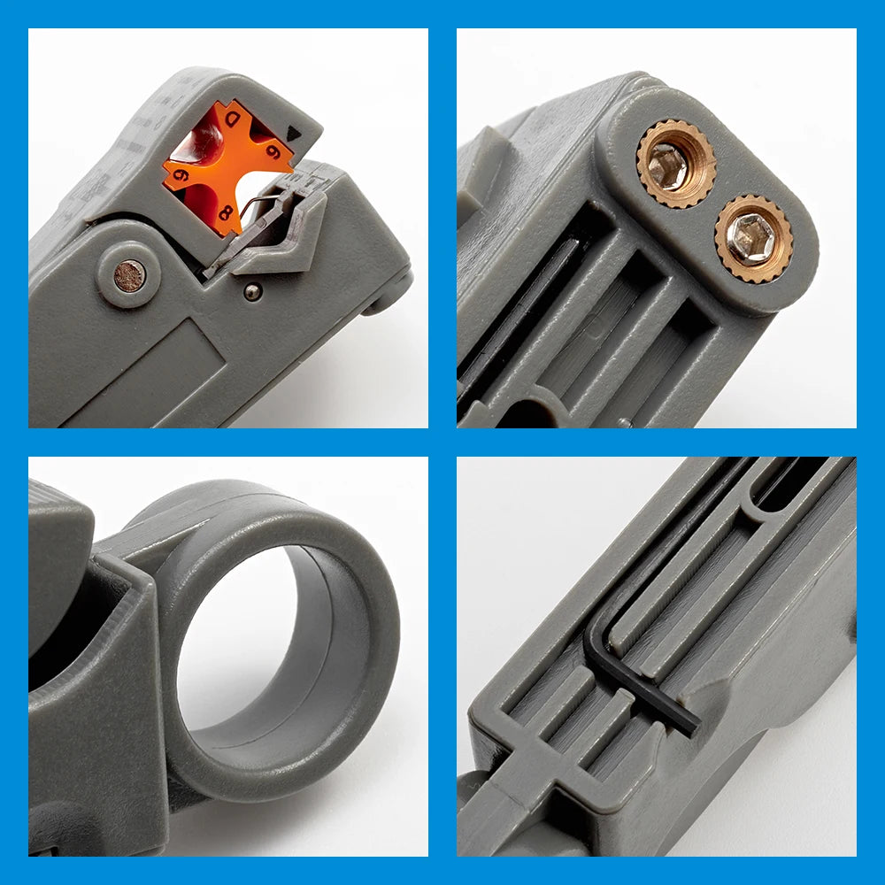 Coaxial Cable Wire Stripper Pliers – Adjustable V-Block for RG58 RG59 RG6, Carbon Steel, Includes Mini Hex Wrench