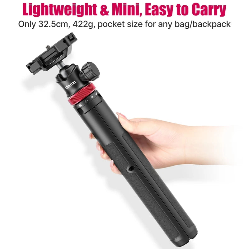 Extendable Vlog Tripod with Cold Shoe Phone Mount — Portable Smartphone & DSLR Table Tripod