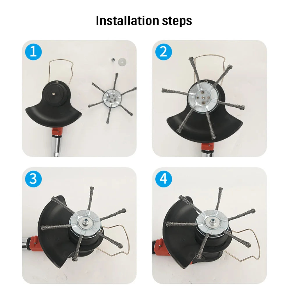 Steel Wire Weed Brush Trimmer Head 5.9in (15 cm) Disc – Grass, Moss & Rust Removal