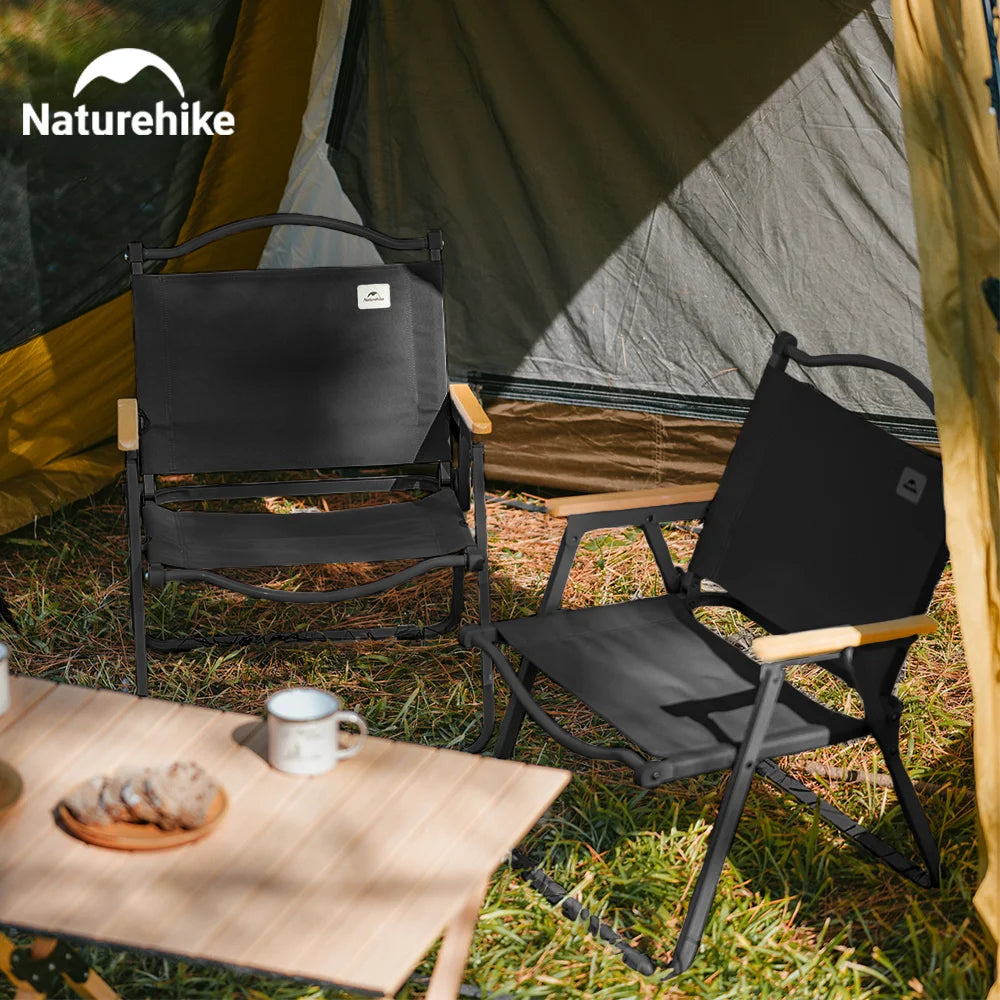 Portable Folding Kermit Camping Chair 45 x 54 x 67 cm (17.7 x 21.3 x 26.4 in) - Heavy-Duty Wood & Steel Travel Chair for Picnic, Fishing, Outdoor