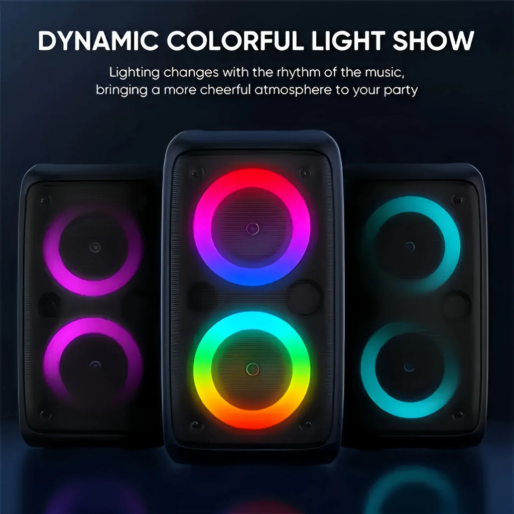 Portable Bluetooth Karaoke Speaker with Microphone, LED Party Light, FM Radio, TF/USB, 10W TWS