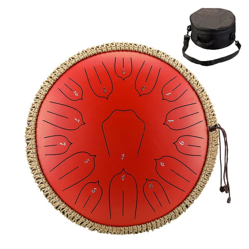 13-Inch (32 cm) 15-Note D-Tone Steel Tongue Drum Glucophone Handpan Percussion