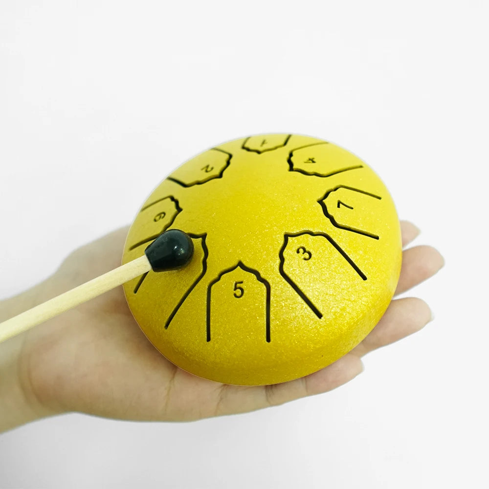 Mini Steel Tongue Drum 4-inch (10 cm) 8-Note Portable Rain Drum for Adults & Kids