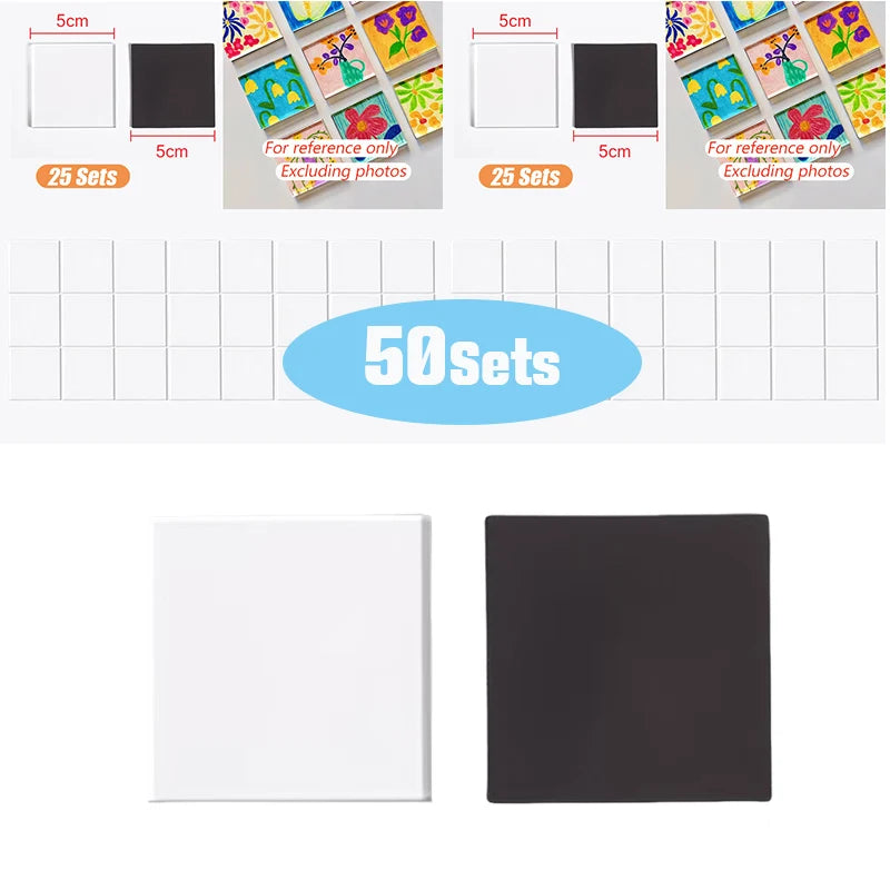 DIY Fridge Magnet Kit – 50 or 100 Pack Transparent Acrylic Magnets with Adhesive Backing (50 x 50 x 2 mm | 2.0 x 2.0 x 0.08 in)