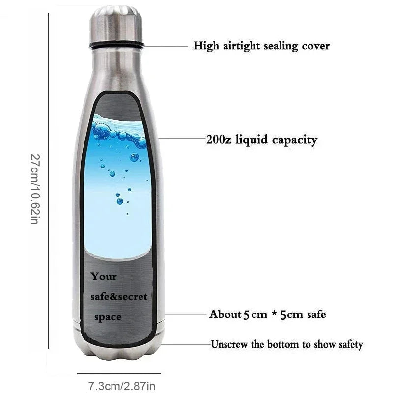 750ml (25.4 fl oz) Diversion Water Bottle Hidden Stash Safe Secret Pill Organizer Money Compartment with Key Ring