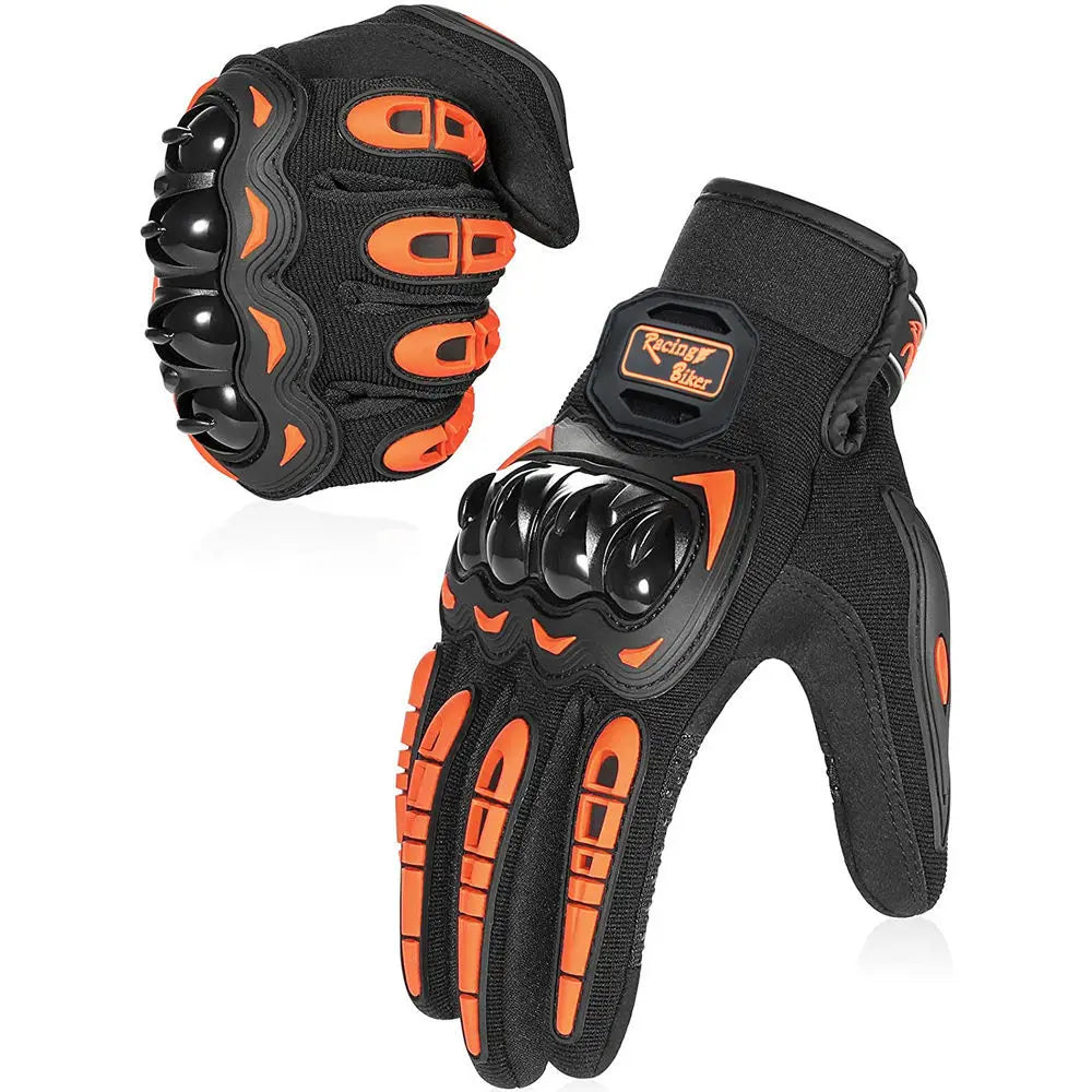 Motorcycle Racing Gloves Breathable Full-Finger Motocross Gloves with Knuckle Protection and Silicone Palm Grip, Unisex Sizes M-XXL