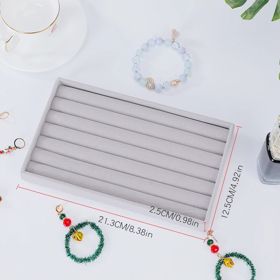 Flocking Velvet Jewelry Tray - Jewelry Organizer Insert 21.3 x 12.5 x 2.5 cm (8.4 x 4.9 x 1 in)