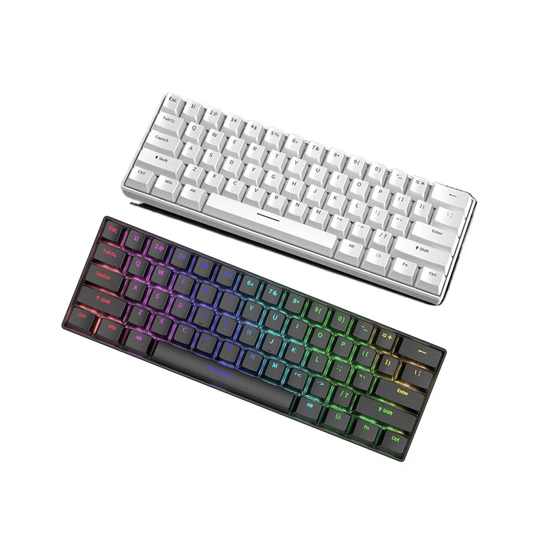 61-Key 60% Wired Mechanical USB Gaming Keyboard Compact Ergonomic Mini (Black/White)