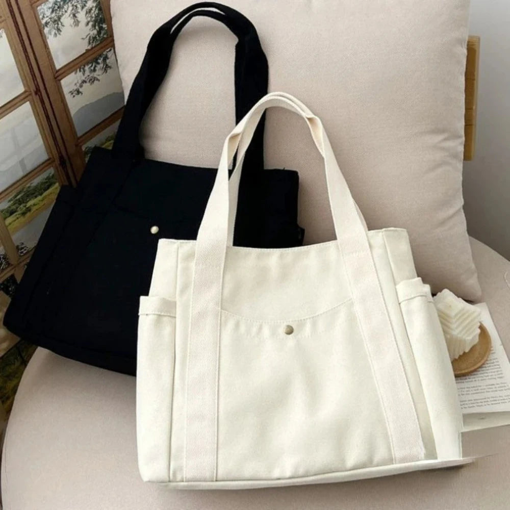 Large Canvas Tote Bag – Fits 15.6-Inch (39.6 cm) Laptop, Zipper Shoulder Bag for Work, College & Shopping