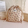 Printed Floral Diaper Bag – Cotton Drawstring Mommy Nappy Bag, Travel & Stroller-Friendly Organizer