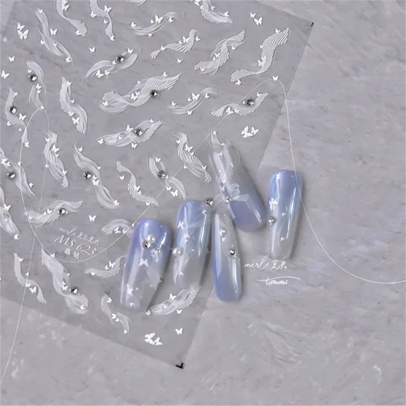 5D Lace Bow Nail Stickers with Crystal Rhinestones view 21