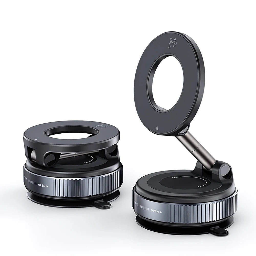 Magnetic Car Phone Holder - Foldable 360° Rotating Suction Mount for 4.7-inch+ Smartphones, Universal Car/Desk/Bathroom Stand