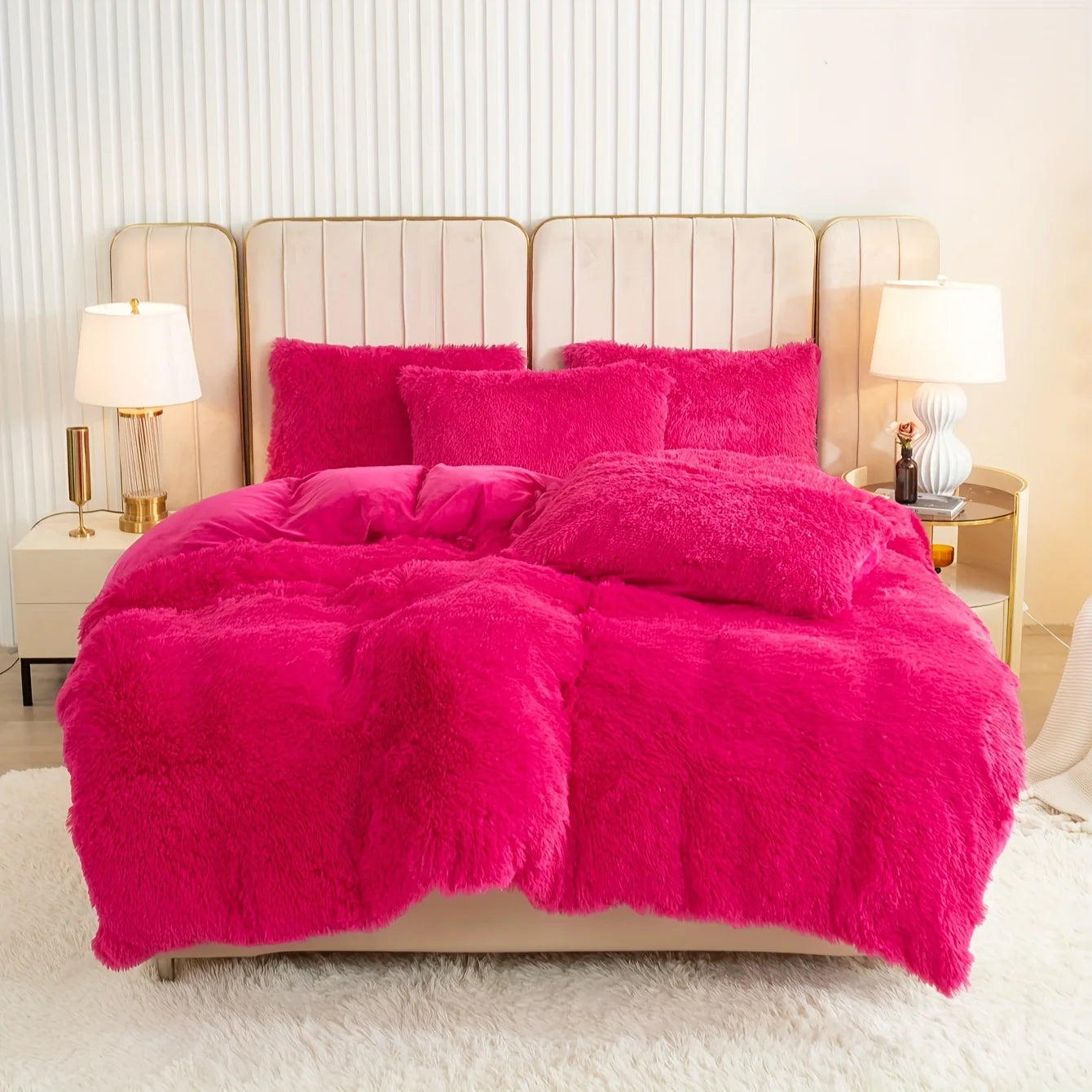 3-Piece Plush Faux Fur Duvet Cover Set - Soft Cozy Bedding, Multiple Sizes (1.0–2.0 m | 3.3–6.6 ft) for Bedroom, Guest Room, Dorm