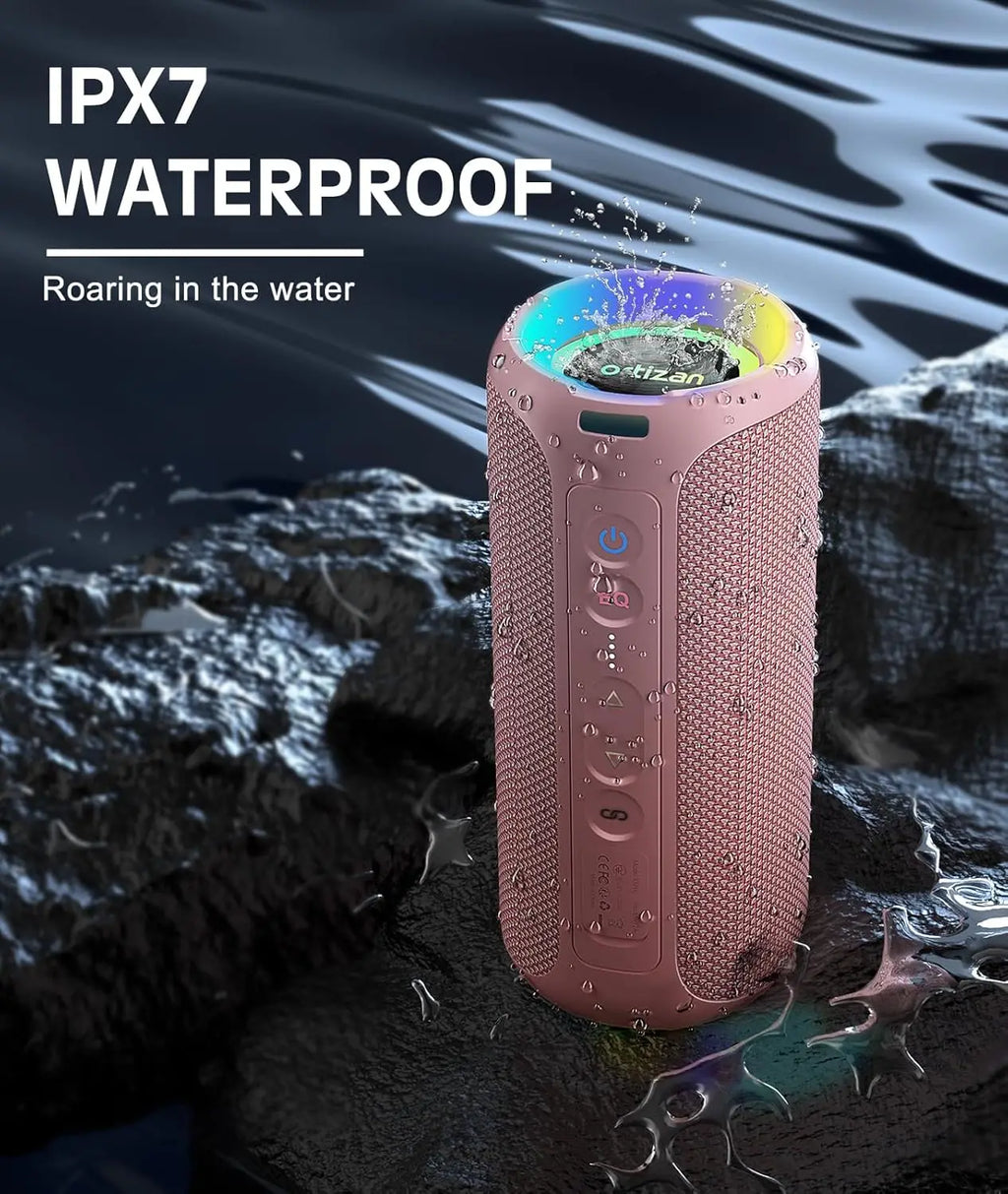 Waterproof 40W Portable Bluetooth Speaker with RGB LED Lights, 30-Hour Playtime, IPX7, TWS