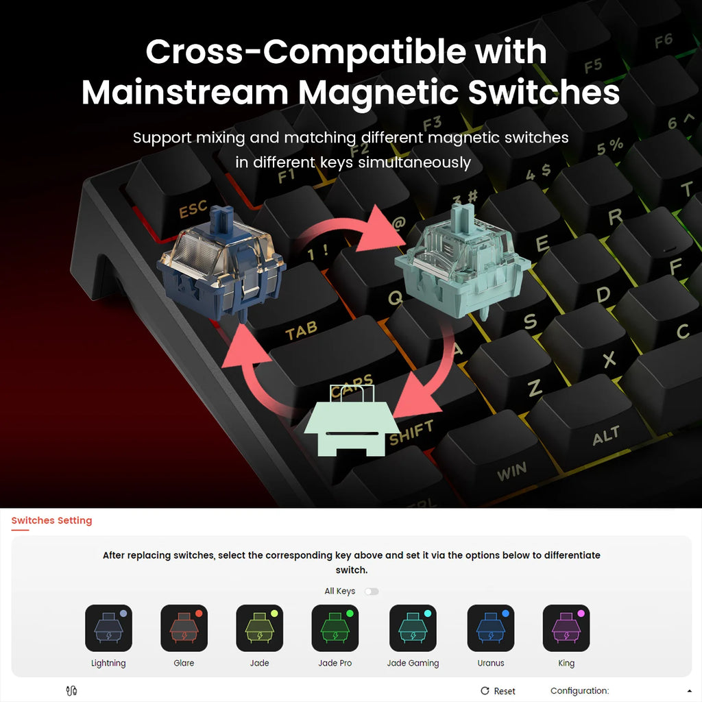 75% 83‑Key Magnetic Switch Hot‑Swap Mechanical Gaming Keyboard — 8K Polling, 0.005mm Rapid Trigger, RGB Wired