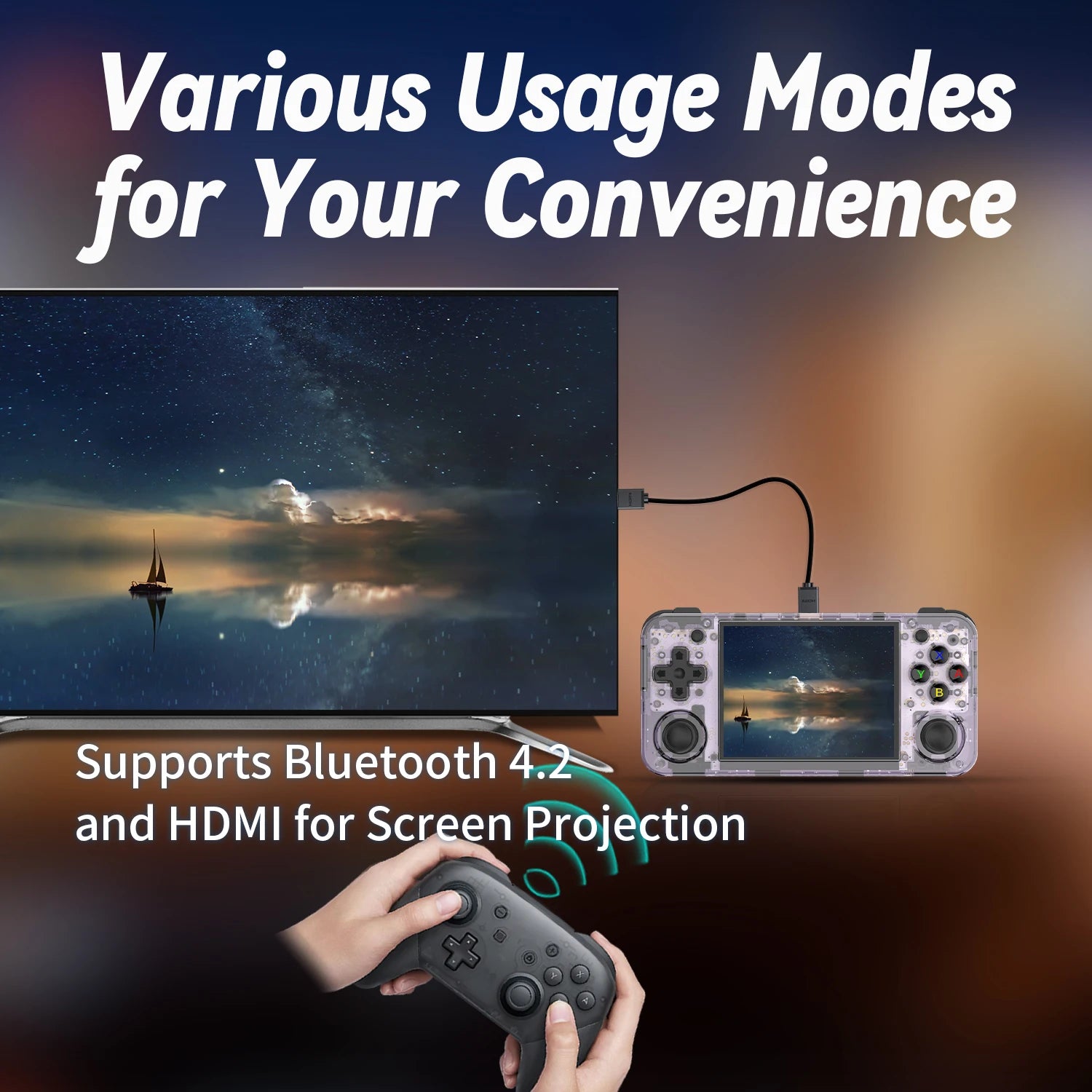 Handheld Retro Game Console 3.5-Inch (89 mm) IPS Screen HDMI Output Linux Emulator 3300mAh 10,000+ Games TF up to 512GB Kids Gift