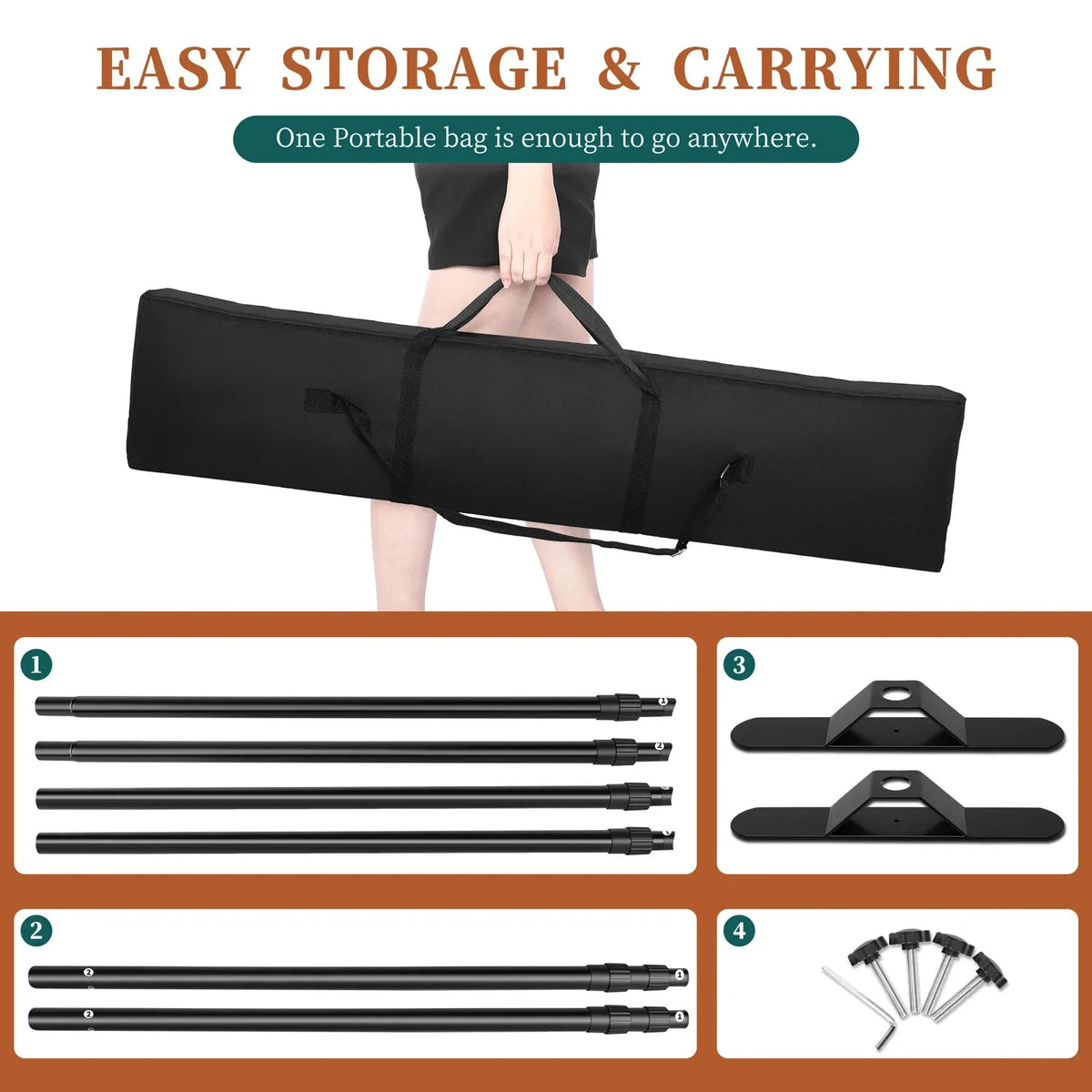 Adjustable Double Crossbar Backdrop Stand Frame for Photo & Video Studio — 77.8–133.9 in (197.5–340 cm) W x 41.1–106.3 in (104.5–270 cm) H