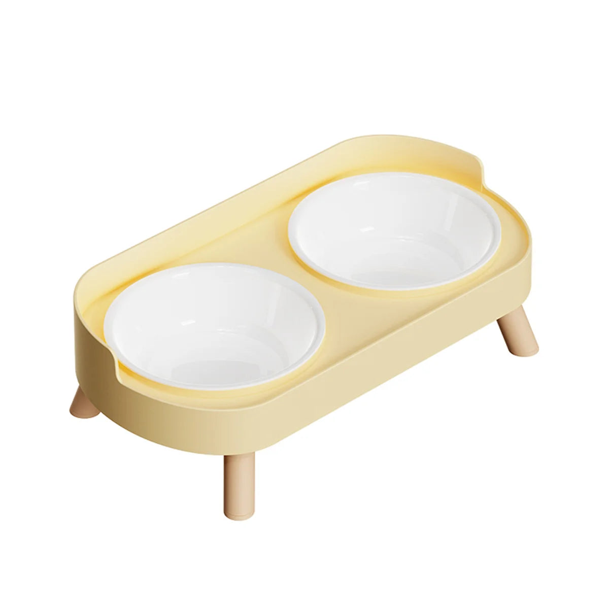 Adjustable Elevated Ceramic Double Pet Bowl for Cats and Small Dogs with Water Dispenser