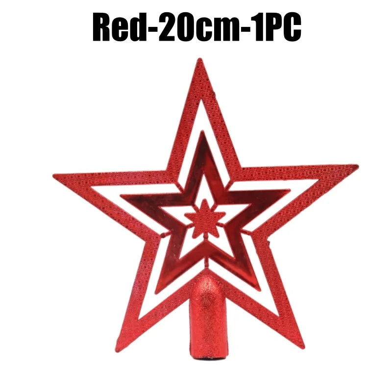 Star Christmas Tree Topper Gold & Red Shimmer 4 in / 8 in (10 / 20 cm) Holiday Tree Decoration