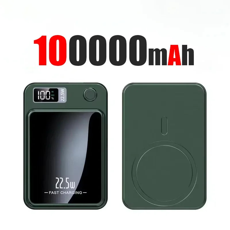 Wireless Magnetic Power Bank 22.5W Fast Charge – 50,000/100,000/200,000mAh Portable Qi Powerbank with 15W Wireless, USB-C & LED Display