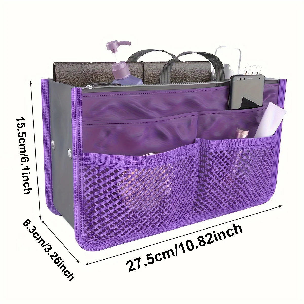 Multifunctional Bi-Fold Makeup and Toiletry Organizer Bag, Double Zipper Large Capacity