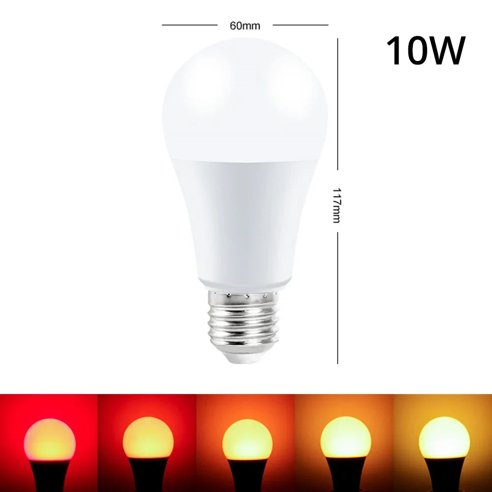 E27 10W Smart RGB+White LED Bulb – 24-Key IR Remote, Dimmable RGBW Light for Home Decor