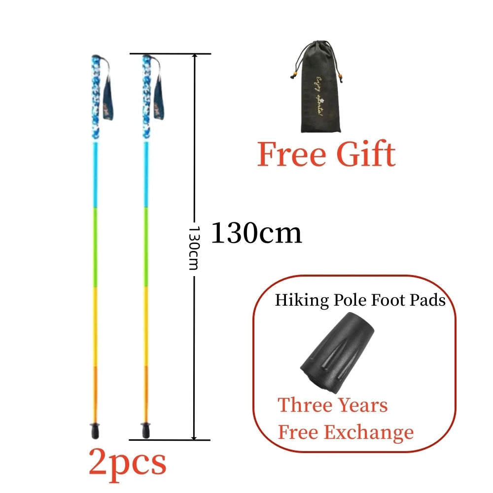 Ultralight Carbon Fiber Trekking Poles 5-Section Folding Anti-Shock Hiking and Walking Sticks 110/120/130 cm (43/47/51 in)
