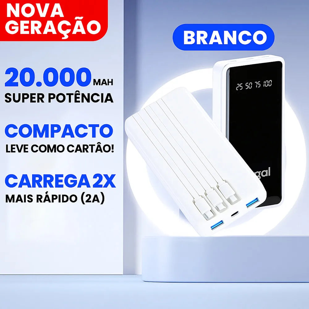 20000mAh Portable Power Bank with LED Flashlight & Digital Display Fast Charging (USB-C / Micro USB)