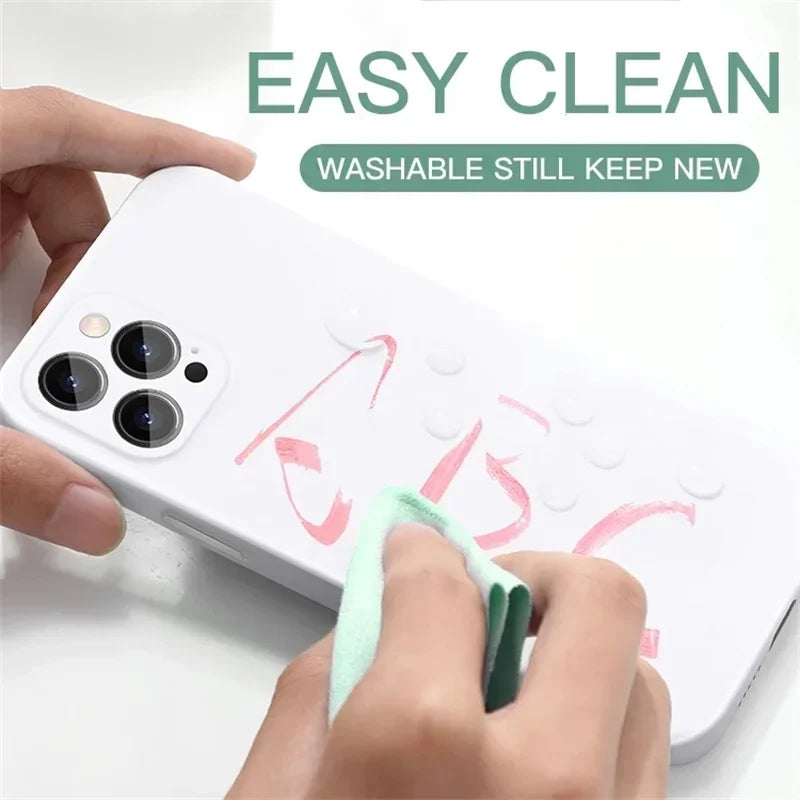 Liquid Silicone Shockproof Full-Coverage iPhone Case, Soft Back Cover, Anti-Scratch, Anti-Fingerprint, Non-Slip