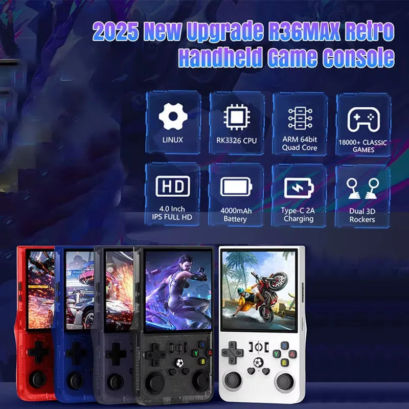Retro Handheld Game Console 4.0 Inch (10.16 cm) IPS Screen Portable Pocket Player Linux 64GB/128GB 18,000+ Classic Games