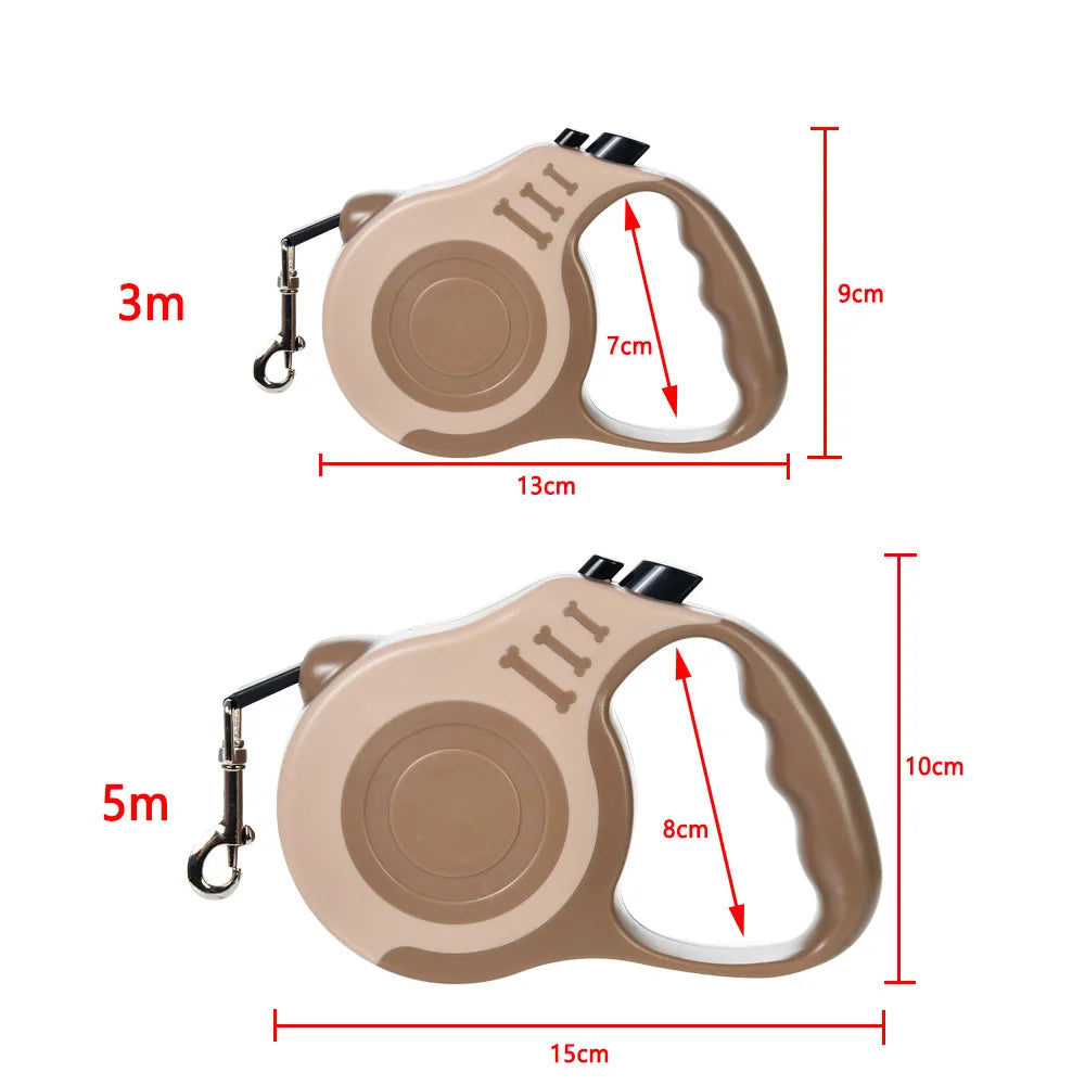 Retractable Dog Leash 3m (10ft) / 5m (16ft) Nylon Quick-Release Leash for Small to Large Dogs — Walking, Hiking & Travel