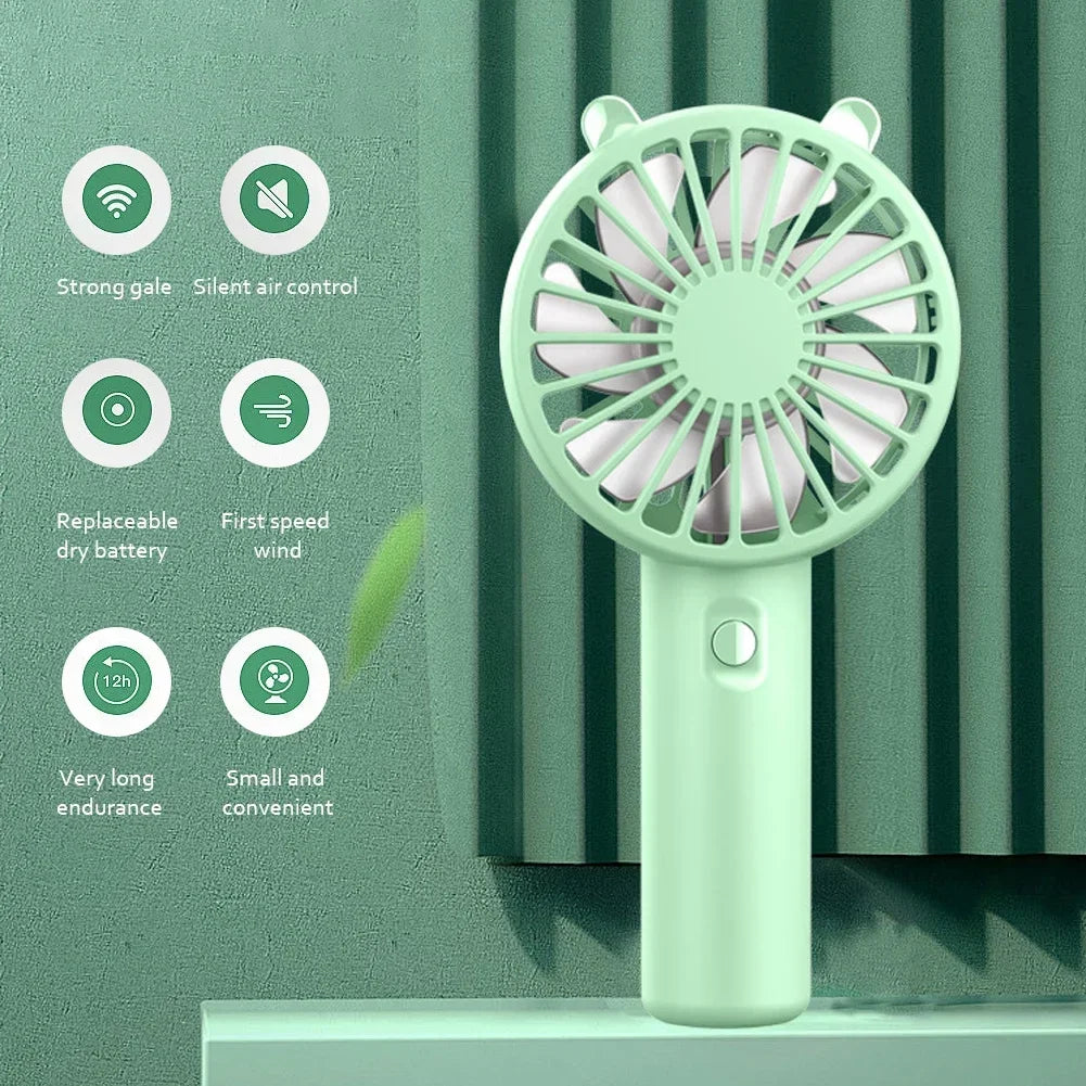 Mini USB Rechargeable Handheld Fan - Quiet Portable Cooling Fan for Desk & Travel (6.3 x 3.15 x 1.97 in / 16 x 8 x 5 cm)