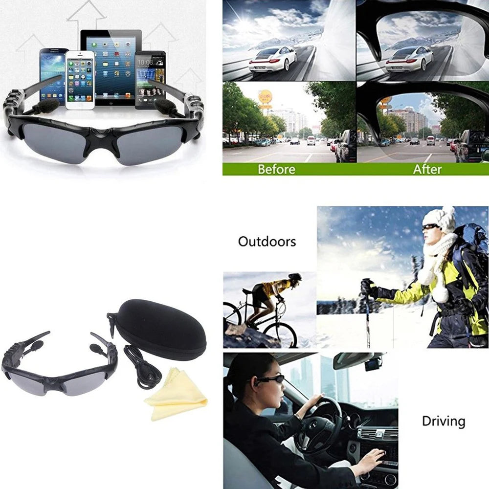 Bluetooth Smart Sunglasses with Polarized UV Protection and Stereo Open-Ear Headphones for Hiking & Outdoor