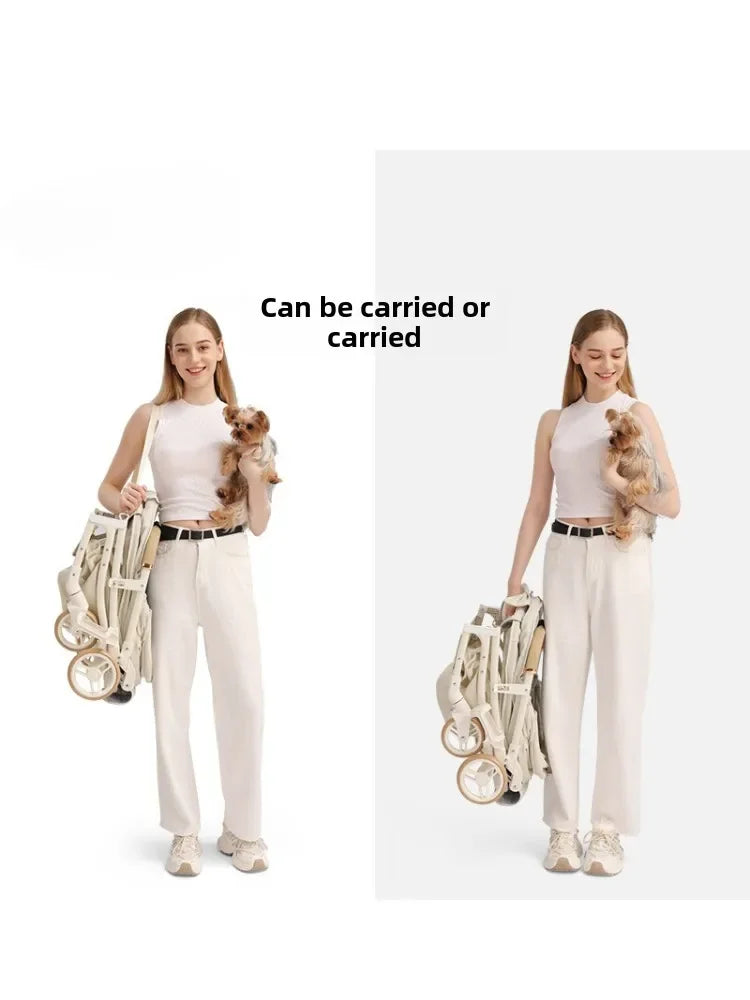 Lightweight Foldable Pet Stroller for Small & Medium Dogs and Cats – Breathable Aluminum Travel Carrier with One-Hand Fold