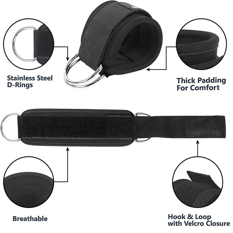 Ankle Strap Resistance Band Set - Adjustable Elastic Ankle Weights for Glutes & Legs, Home & Gym (Men & Women)