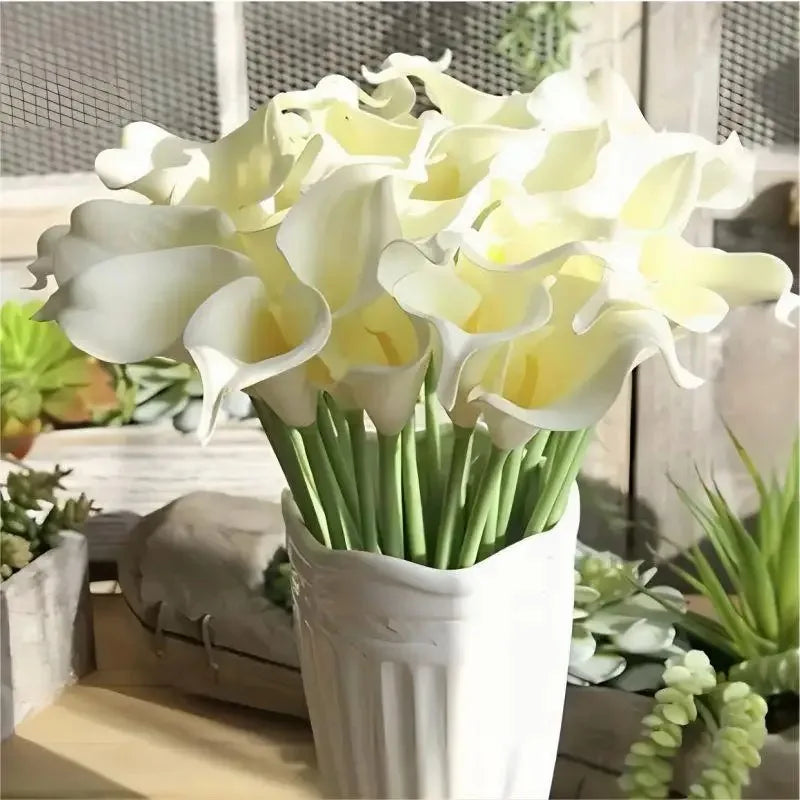 5-Pack PU Calla Lily Artificial Flowers Bouquet – 15.7 in (40 cm) Faux Calla Lilies for Wedding & Home Decor Vase Arrangement
