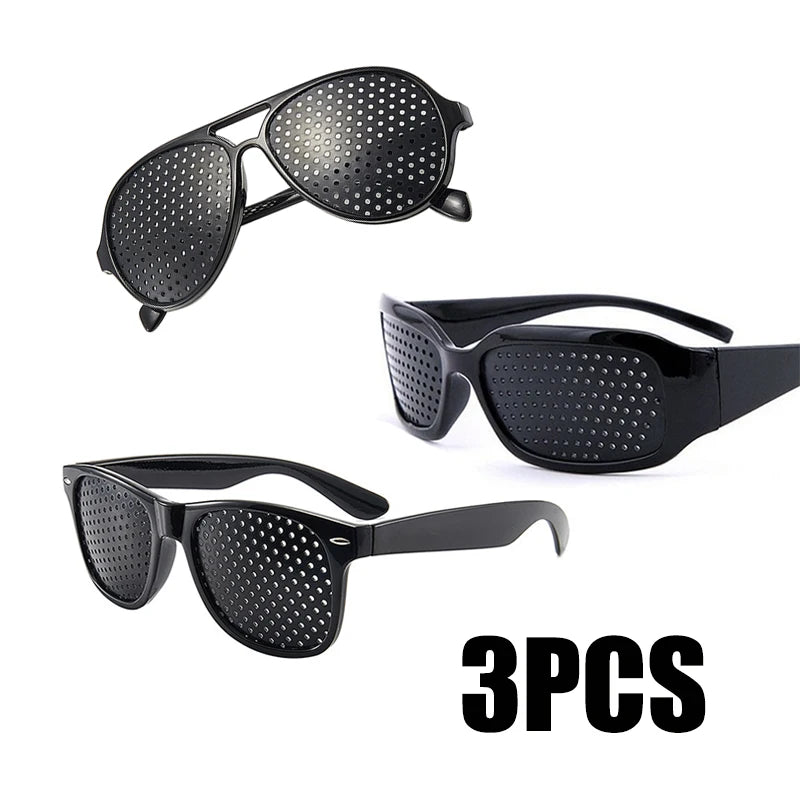 Pinhole Vision Glasses for Eyesight Improvement Anti-Myopia Astigmatism Correction Eye Fatigue Relief Unisex Black Frame