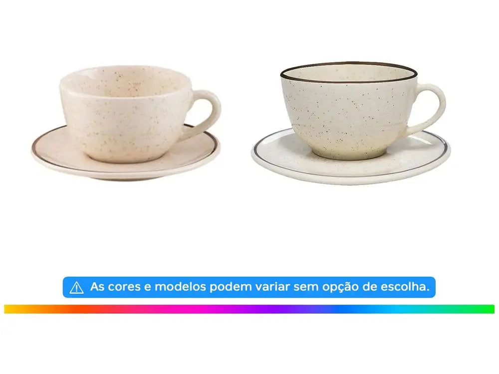 20-Piece Ceramic Dinner and Tea Set - Round Beige & Brown, Serves 4