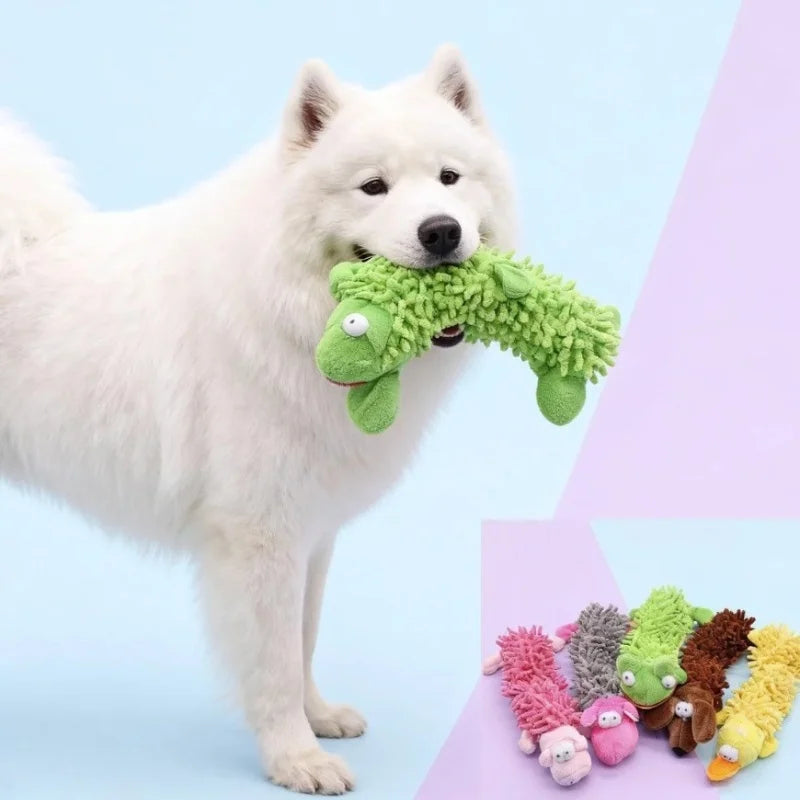 Small Breed Dog Plush Toy 10.2 in (26 cm) Animal Shape Squeaky Chew and Dental Cleaning Toy for Chihuahua Yorkie Bichon Puppies