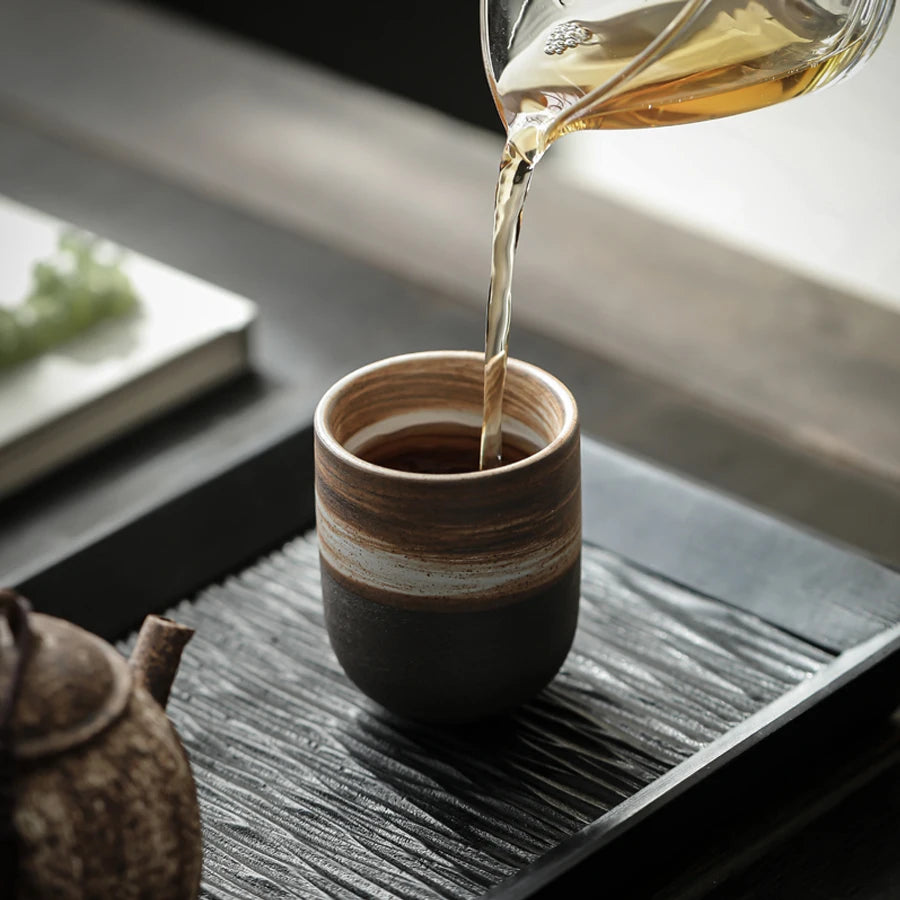 Vintage Ceramic Tea Cup 130 ml (4.4 fl oz) Japanese Stoneware Porcelain Mug for Kung Fu Tea, Sake & Coffee